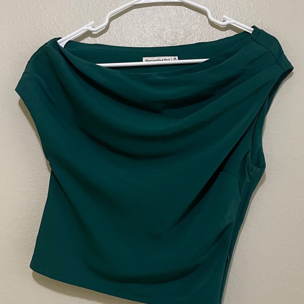 Abercrombie & Fitch Dark Green Blouse with Zipper detail